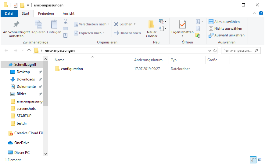 Folder EMX customizations which contains the configurations