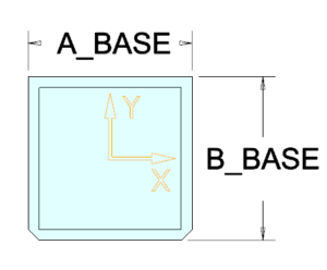 X and Y dimensions of the blank