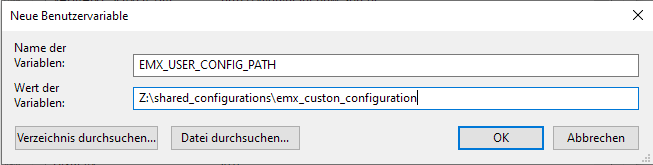 Windows-Variable EMX_USER_CONFIG_PATH