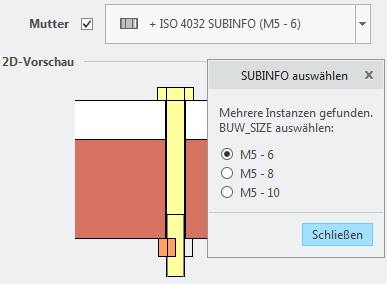 SUBINFO auswählen Dialog