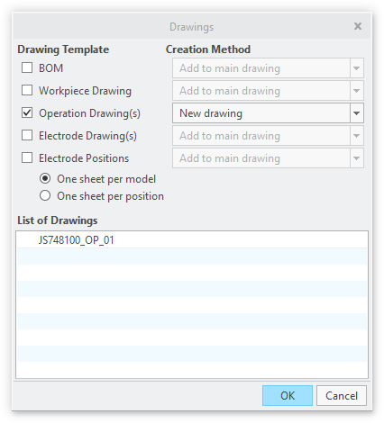 Drawing templates for operation sheets