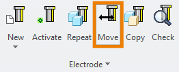 Moving the electrode to the place of use via the Move command