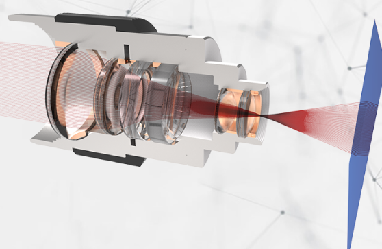 Objektiv mit Strahlengang - Symbolbild SMARTOptics