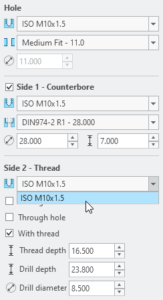 Using THREAD_NAME ISO for the hole type