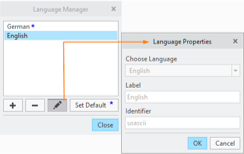 Language properties selection 