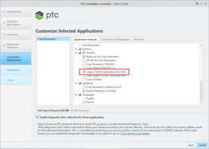 Creo Parametric Installer - Legacy Toolkit Application Runtime Kontrollkästchen