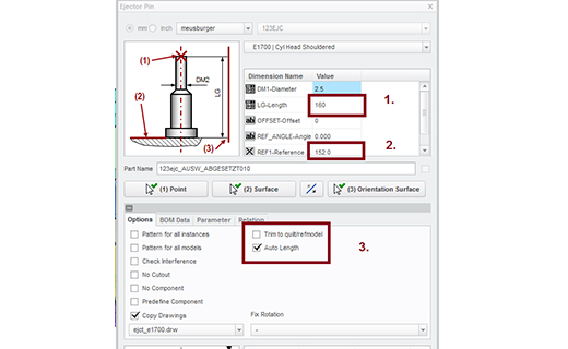 Tip: Display ejector length in Expert Moldbase ExtensionBill of Materials