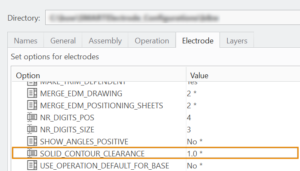 Value of the option is set to the default value 1.0mm